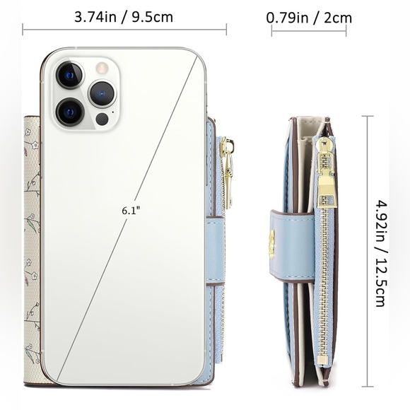 Floral Blue and Cream Women's Wallet - Picture 5 of 5